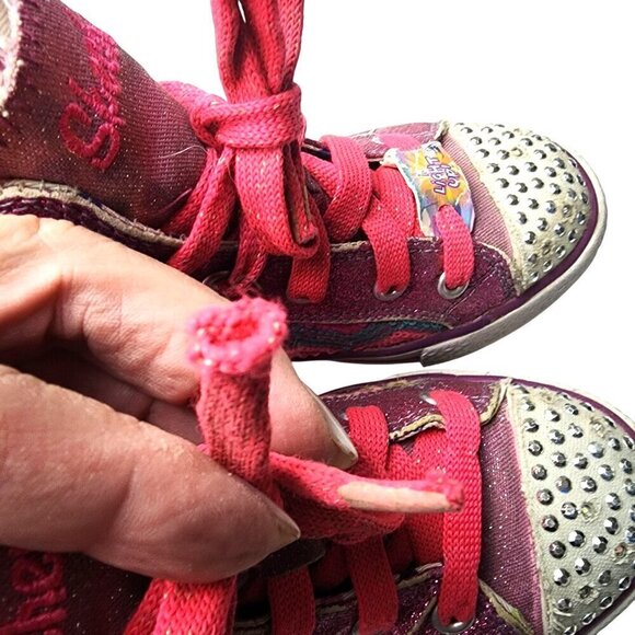 Skechers Twinkle Toes Pink Multi Color Sequins Sparkles High Top Sneakers 12.5 - Picture 10 of 13